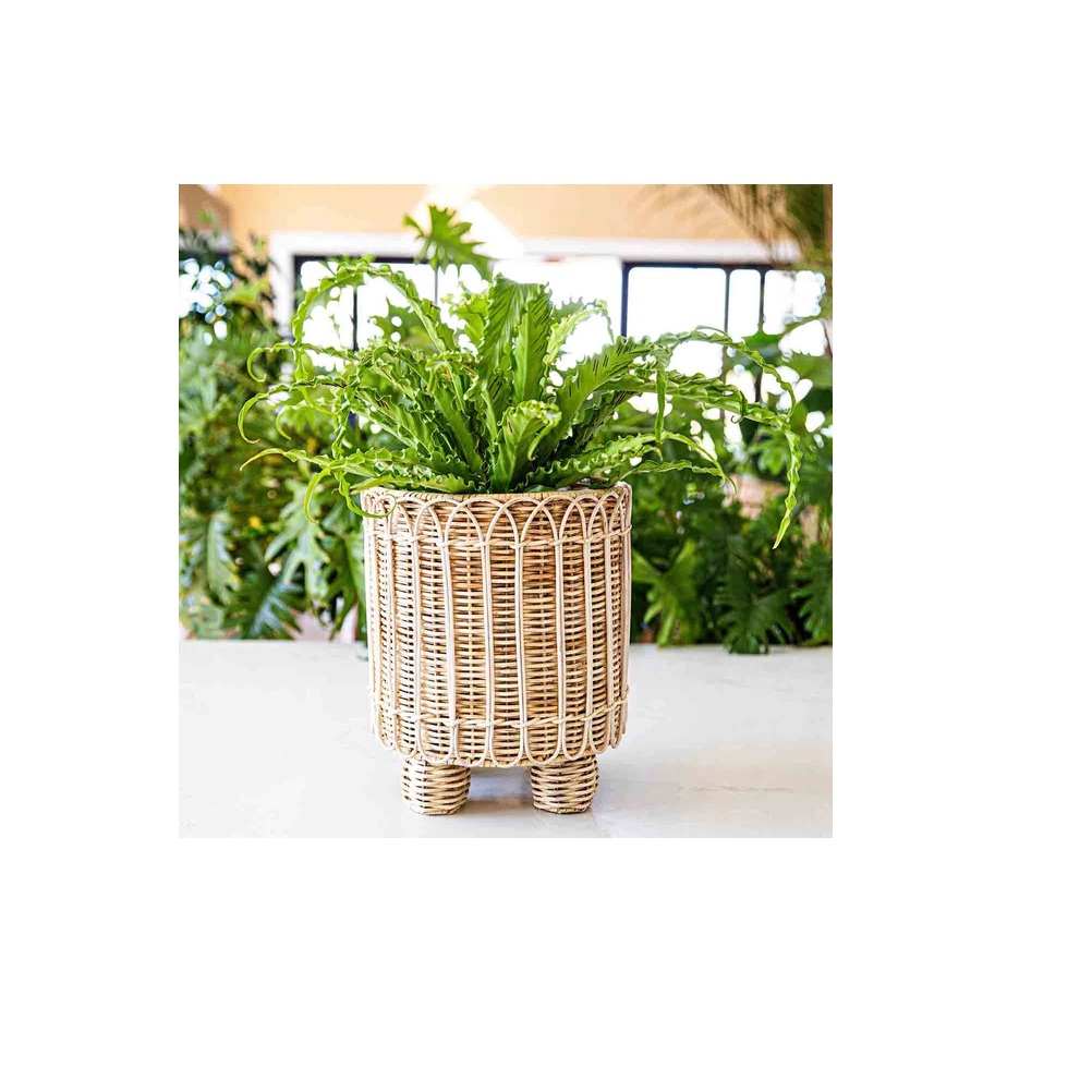 Juliska Provence Rattan 8" Round Planter - Whitewash