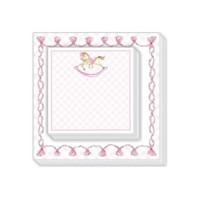 Rosanne Beck Notepad Duo - Pink Tassle Border with Pink Rocking Horse Notepad Duo