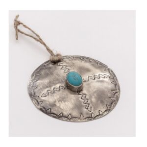 J. Alexander Rustic Silver Round Ornament with Turquoise