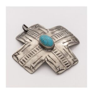 J. Alexander Silver Cross Ornament with Turquoise.