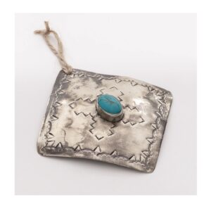 J. Alexander Silver Square Ornament with Turquoise