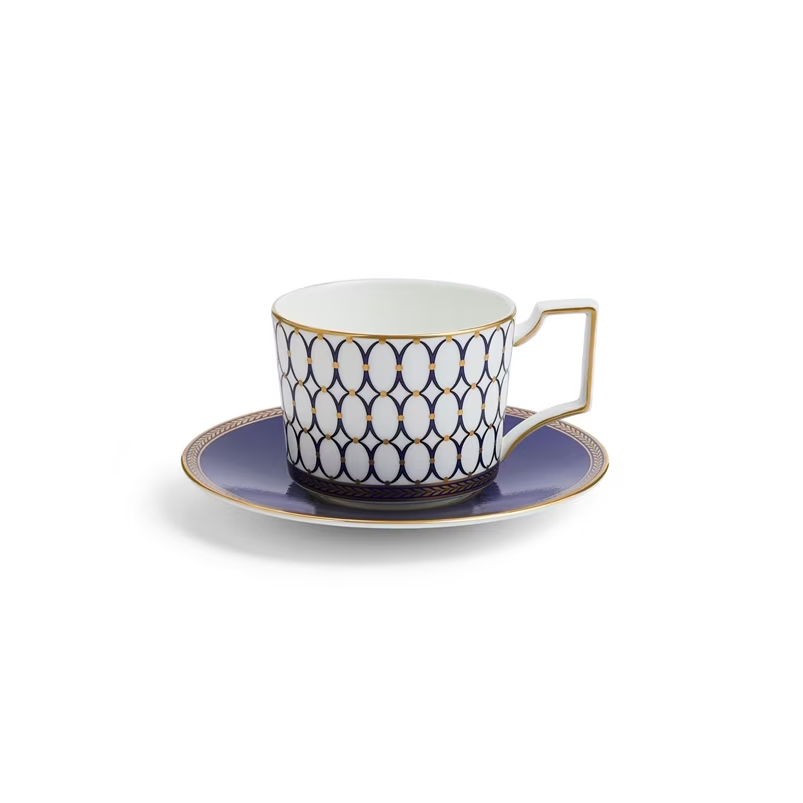 Wedgwood Renaissance Gold Teacup & Saucer - Blue