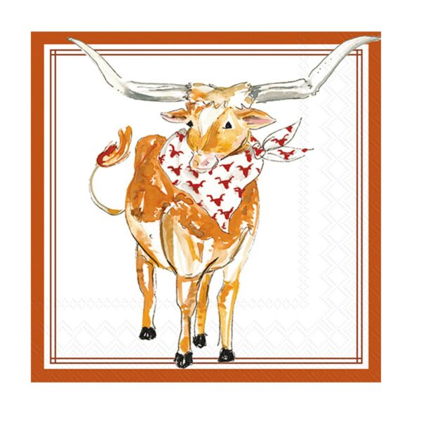 White Longhorn Paper Cocktail Napkins