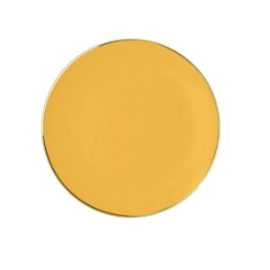 Luxe Party Yellow and Gold Round Plastic Dinner Plates