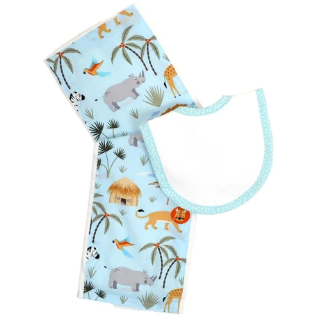 3 Marthas Giraffe Drooler Bib & Burp Set - Blue2