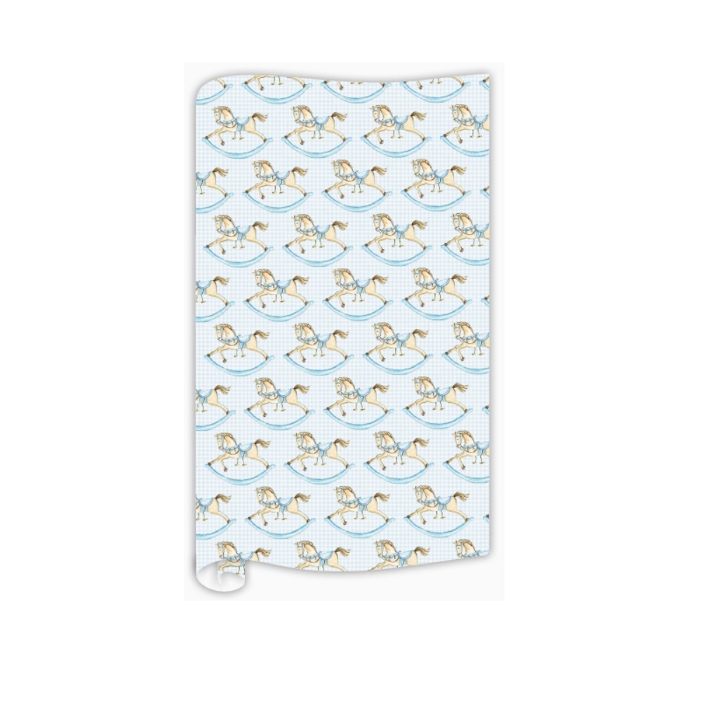 Rosanne Beck Blue Rocking Horses Wrapping Paper