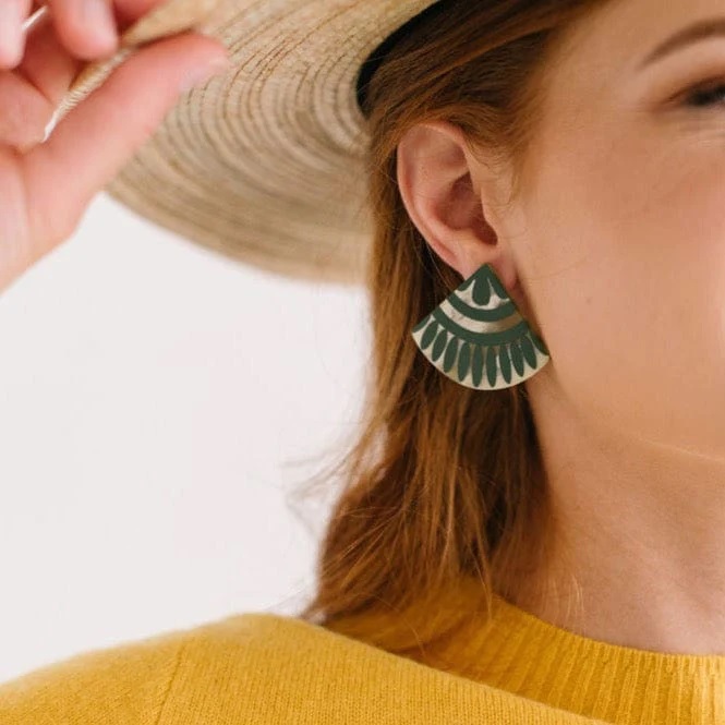 Sunshine Tienda Green Porcelain Earrings