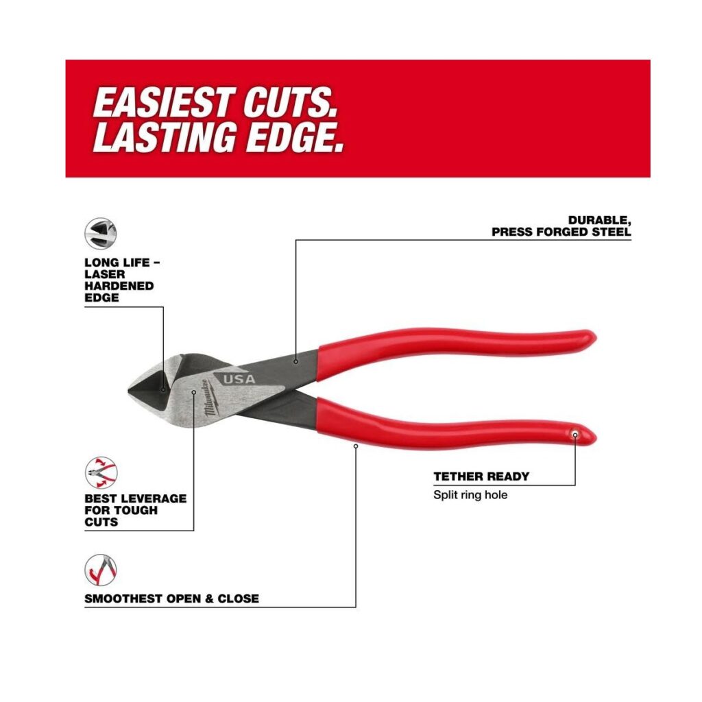Milwaukee 8inch Diagonal Dipped Grip Cutting Pliers