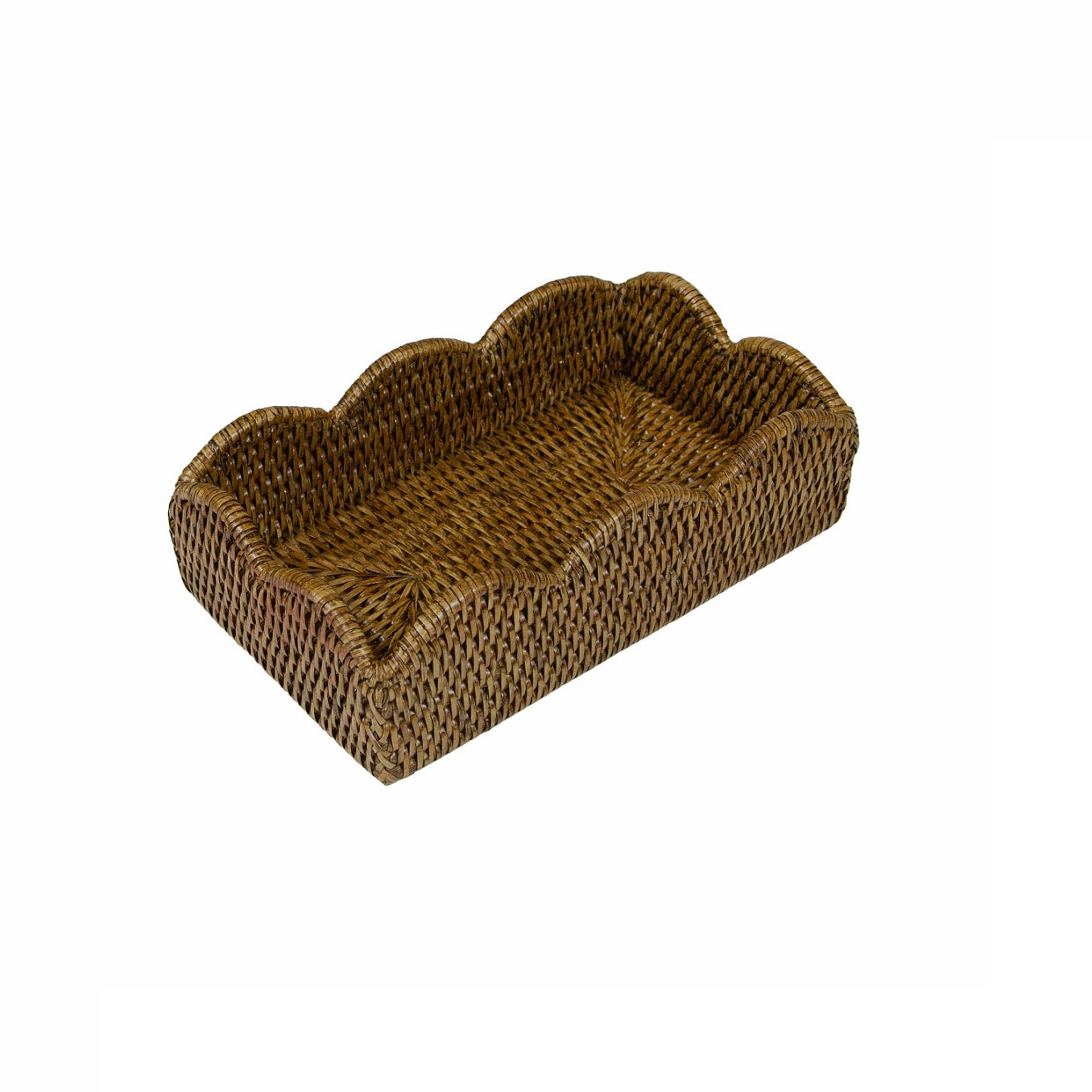 Rattan Scalloped Guest Napkin Holder - Natural | Berings