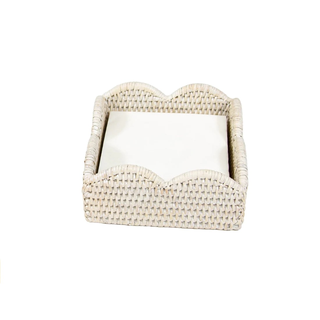 Rattan Scalloped Luncheon Napkin Holder Cream Berings
