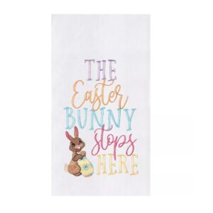 C&F Home Bunny Stops Here Embroidered Cotton Flour Sack Kitchen Towel