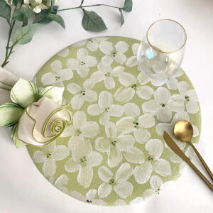 White Petals on Misty Green Field Placemat