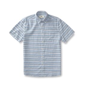 Duck Head Woodruff Stripe Linen Cotton Oxford Sport Shirt - Lure Blue