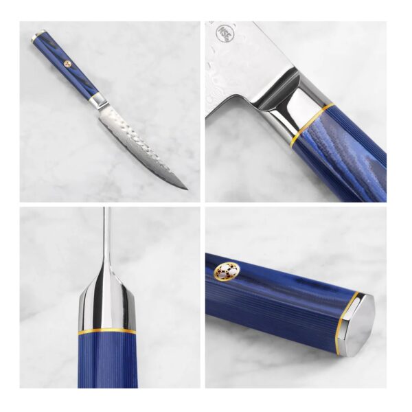 KITA Series 4-Piece Fine Edge Steak Knife Set, High Carbon X-7 Damascus Steel