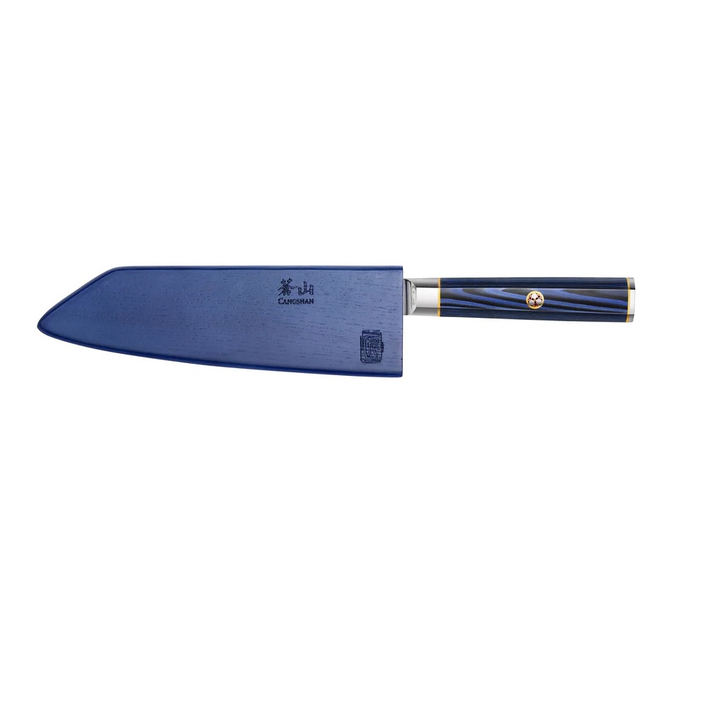 KITA Series 7-Inch Kiritsuke Knife with Sheath, High Carbon X-7 Damascus Steel