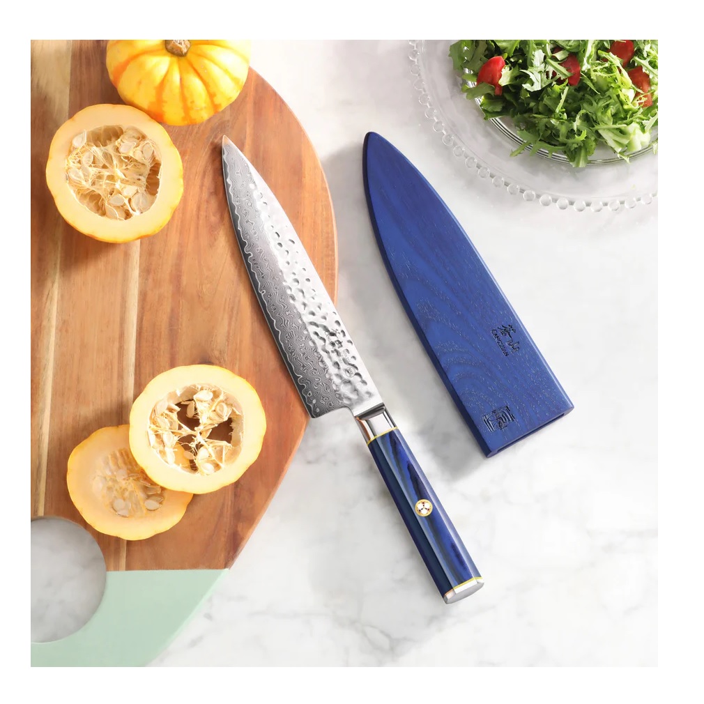 KITA Series 8-Inch Chef's Knife with Sheath, High Carbon X-7 Damascus Steel