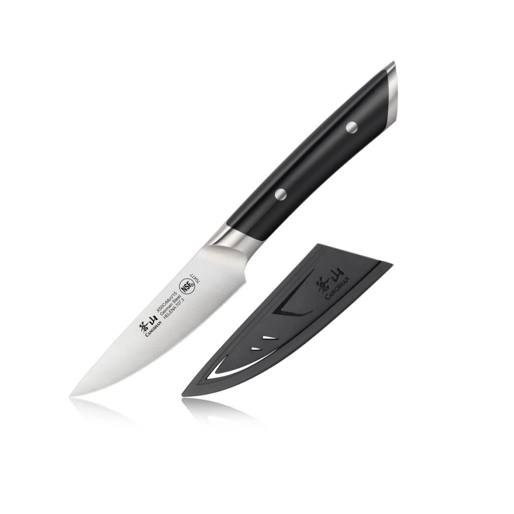 HELENA Series 3.5-Inch Paring Knife with Sheath, Forged German Steel - Black