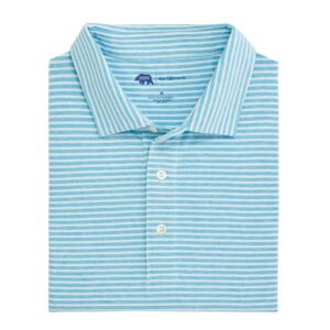 Onward Reserve Row Stripe Icon Short Sleeve Polo - Cabana Blue