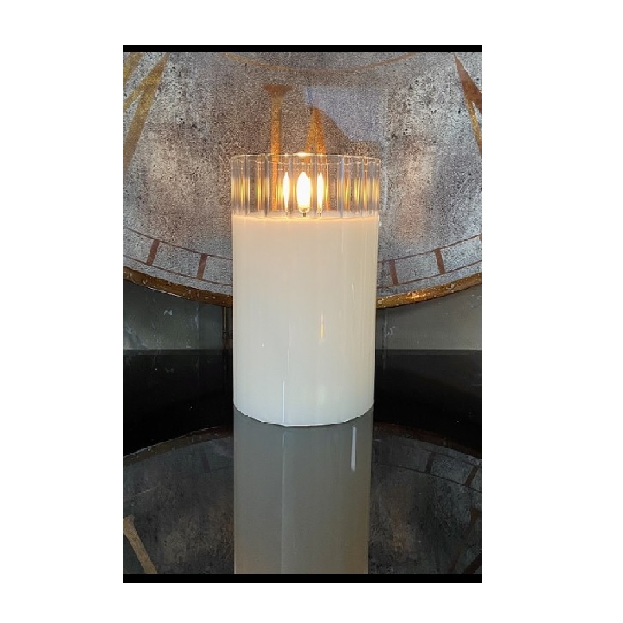 3.5"x6" Faceted Simply Ivory Radiance Poured Candle Berings