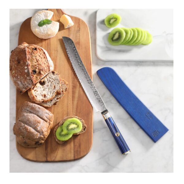 KITA Series 9-Inch Bread Knife with Sheath, High Carbon X-7 Damascus Steel