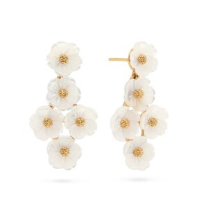 Mermaid Garden Floral Petite Post Drop Earrings - MOP/Gold