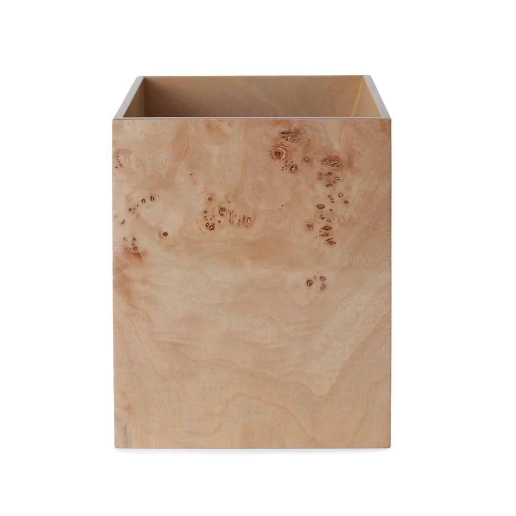 Kassatex Mesa Waste Basket - Burl Wood