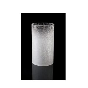 4"X 7.5" White Crackle Glass Cylinder - Small