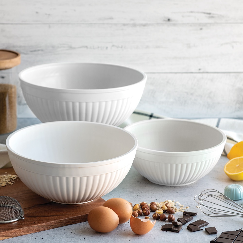 3 Piece Prep & Serve Mixing Bowl Set - White