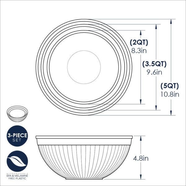 3 Piece Prep & Serve Mixing Bowl Set - White