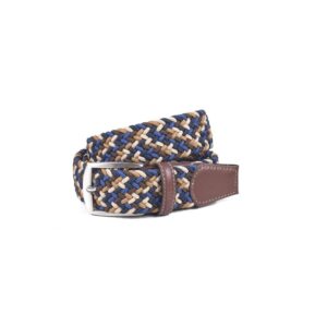 Miguel Bellido Textile Braided Belt - Brown/Blue/Beige