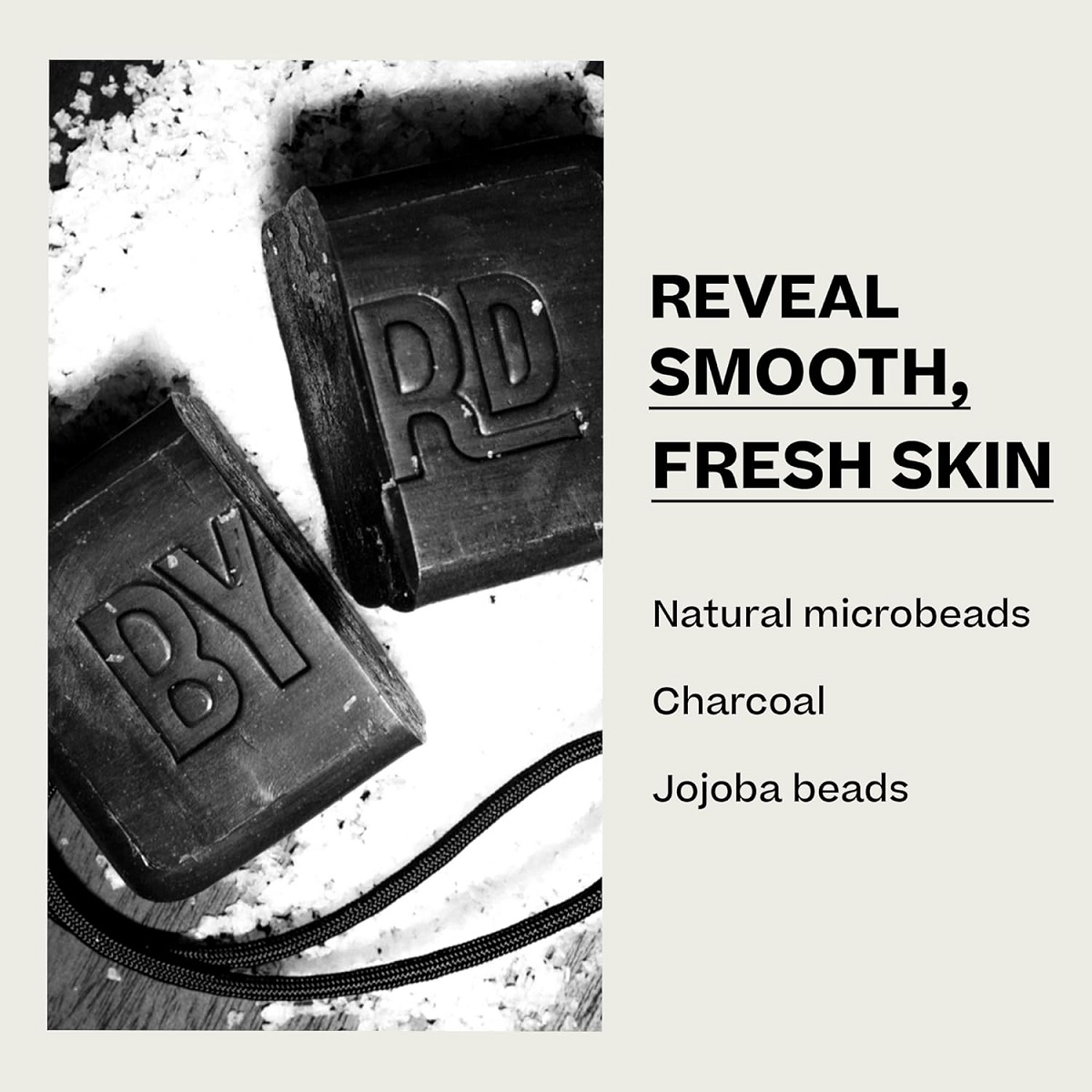 BYRD Activated Charcoal Exfoliating Soap Bar Berings