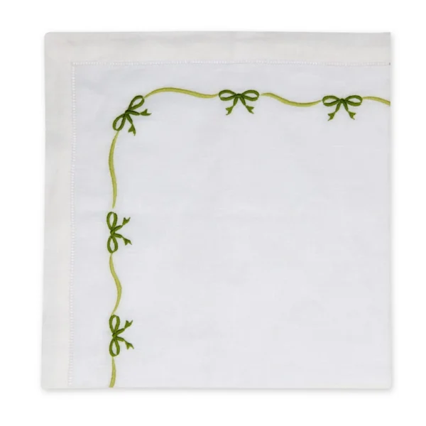 Deborah Rhodes Embroidered Ribbon Napkin - Grass