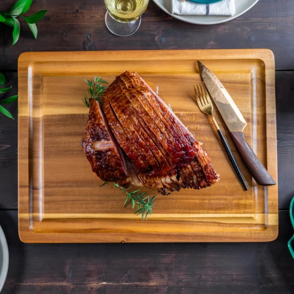 Lipper Thick Acacia Carving Board with Deep Well & Inset Handles2