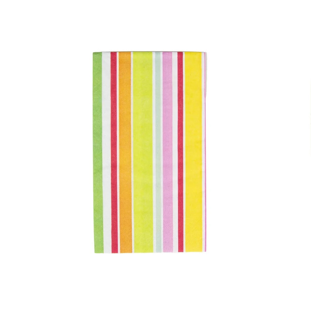 Caspari Cabana Stripe Bright Guest Paper Towel Napkins, Pack of 15