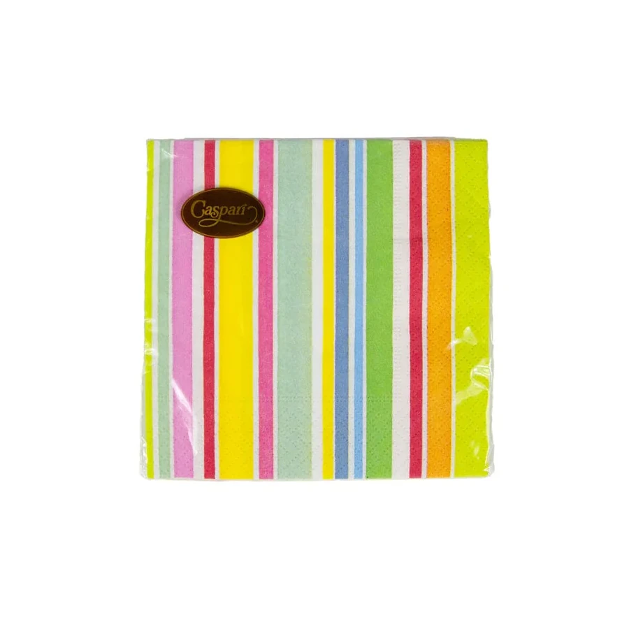 Caspari Cabana Stripe Bright Cocktail Paper Napkins, Pack of 20
