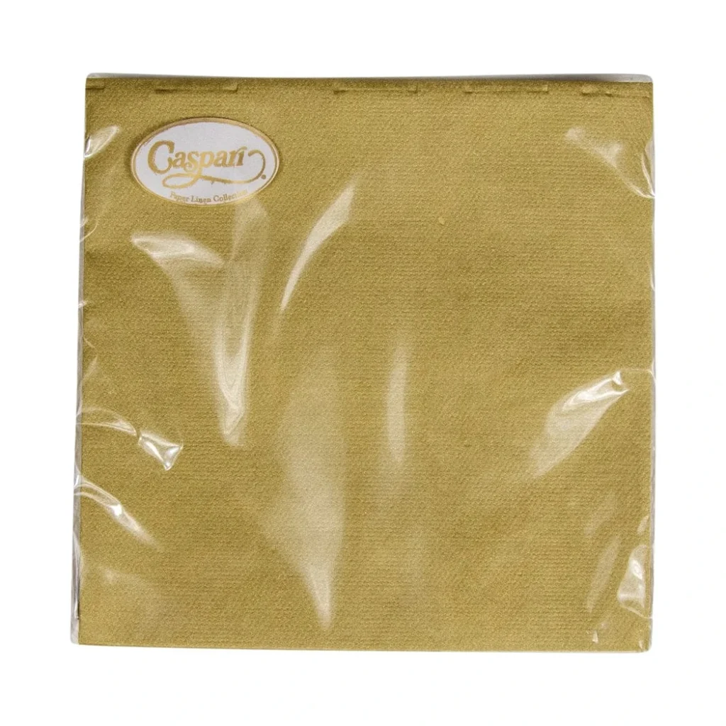 Caspari Paper Linen Cocktail Napkins - Gold, Pack of 15