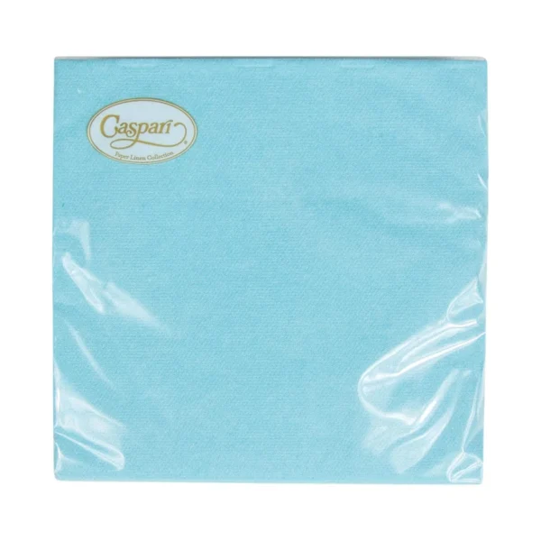 Caspari Paper Linen Cocktail Napkins - Robin's Egg, Pack of 15
