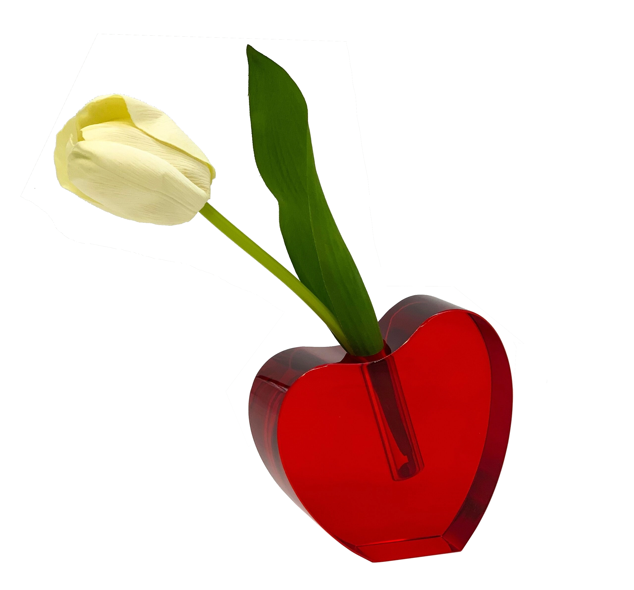 Crystal Glass Heart Shaped Small Vase - Red