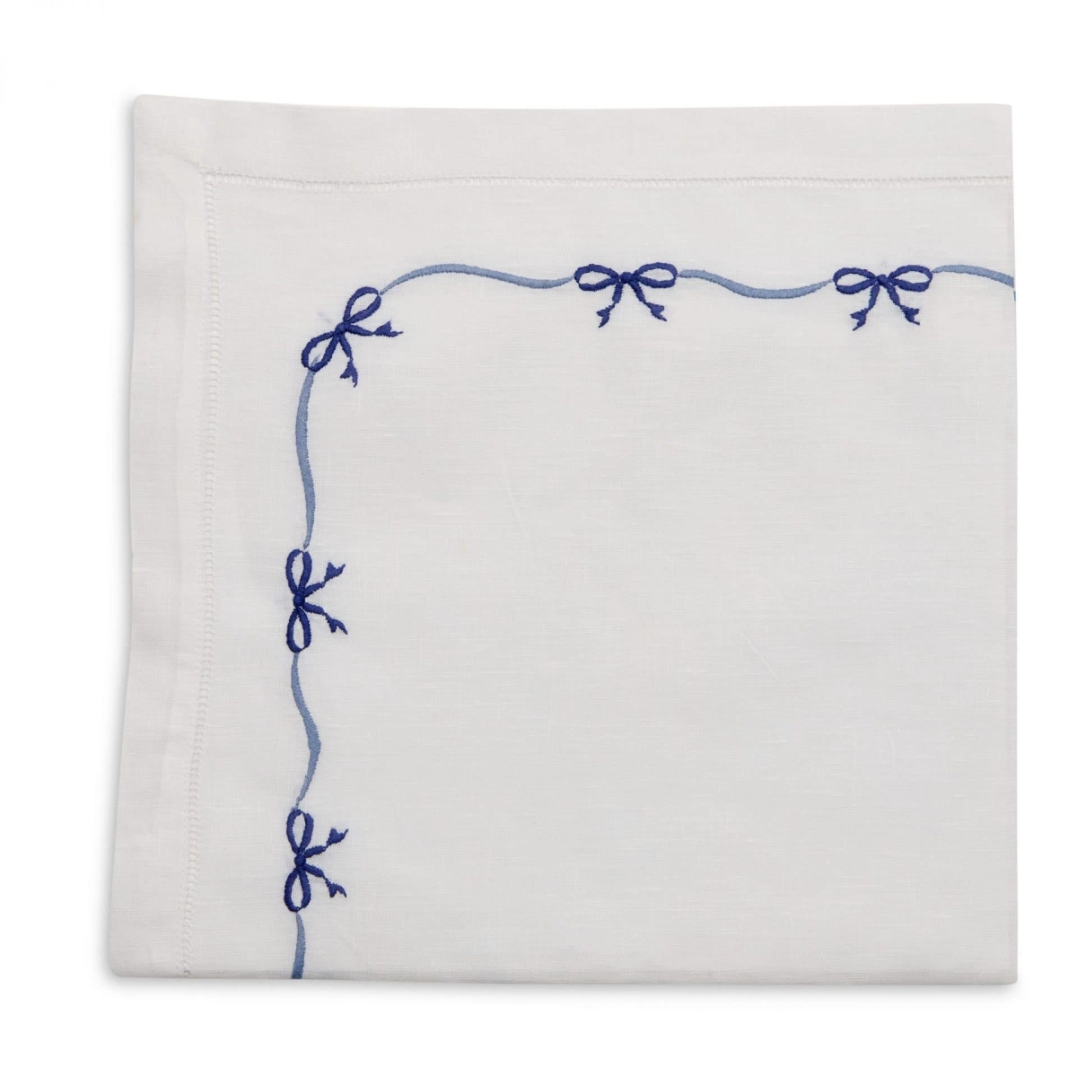 Deborah Rhodes Embroidered Ribbon Napkin - Oxford Blue