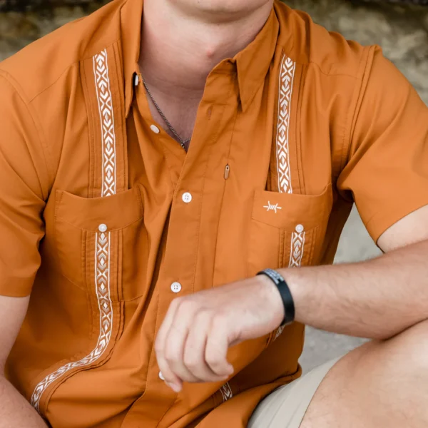 Texas Standard Guayabera Libre Shirt - Solid Burnt Orange3