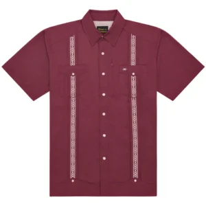 Texas Standard Guayabera Libre Shirt - Solid Maroon
