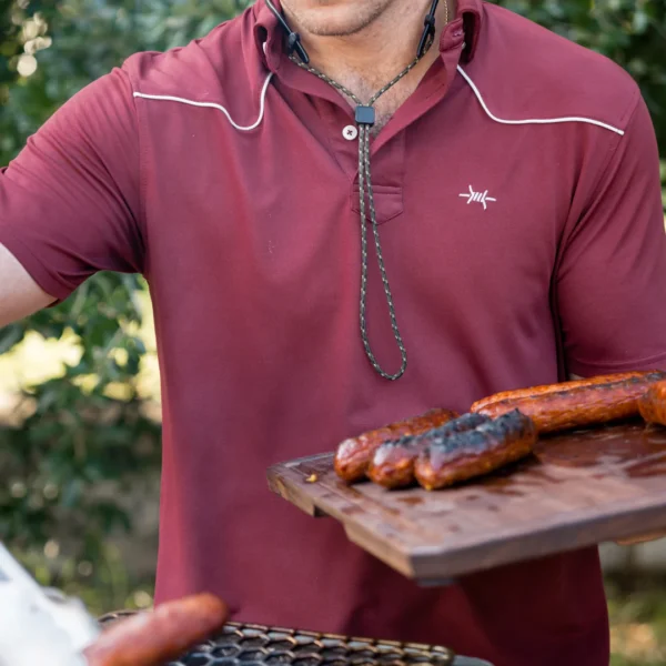 Texas Standard Lariat Western Polo - Maroon3