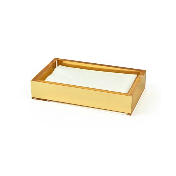 Acrylic Bathroom Napkin Tray - Gold