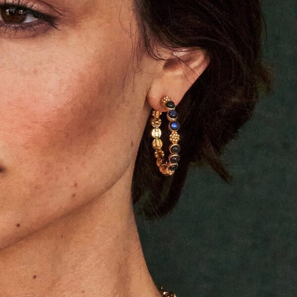 Capucine De Wulf Berry Gem Medium Hoop Earrings - Blue Labradorite