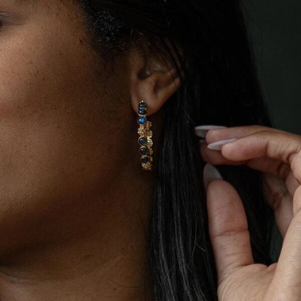 Capucine De Wulf Berry Gem Medium Hoop Earrings - Blue Labradorite