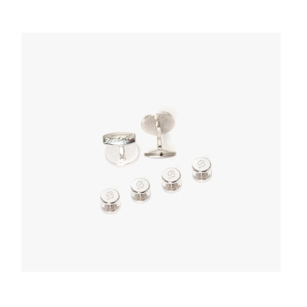 Brackish Capers Cufflinks & Studs Set (Rhodium)