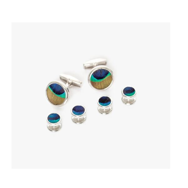 Brackish Capers Cufflinks & Studs Set (Rhodium)