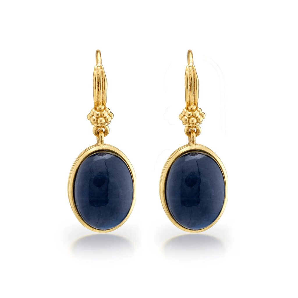 Capucine De Wulf Cleopatra Oval Drop Earrings - Blue Labradorite Capucine De Wulf Cleopatra Oval Drop Earrings - Blue Labradorite