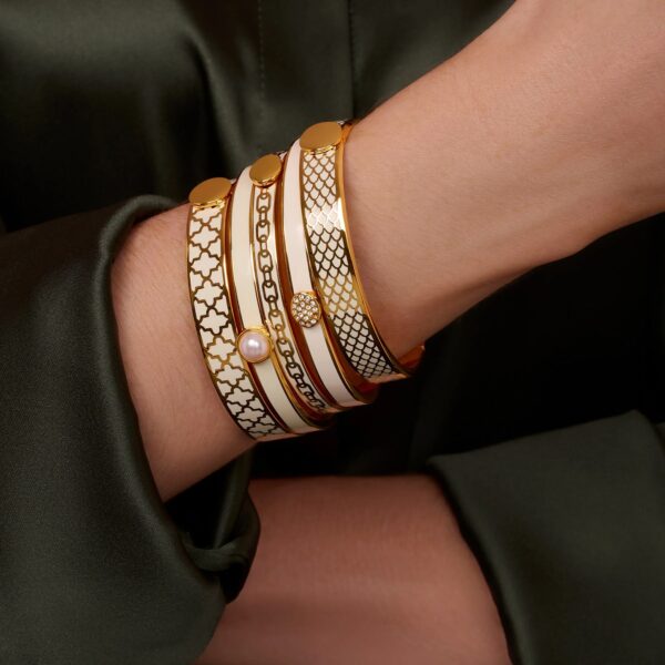 Halcyon Days Agama Cream & Gold Bangle