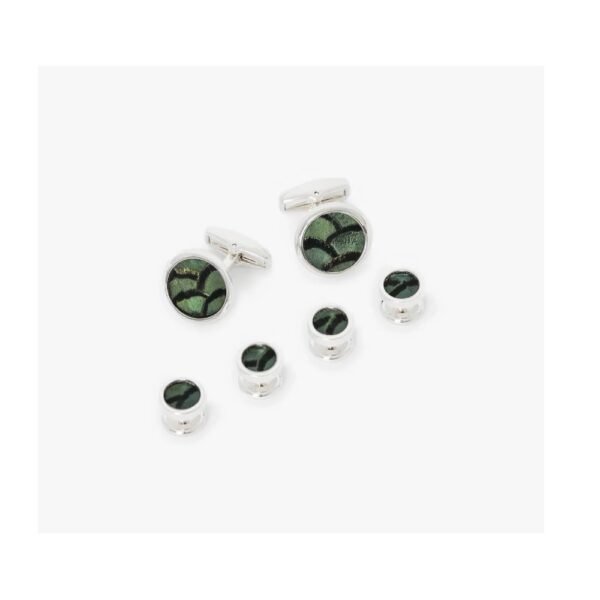 Brackish Cufflink/Stud Set - Dewees (Rhodium Plated)
